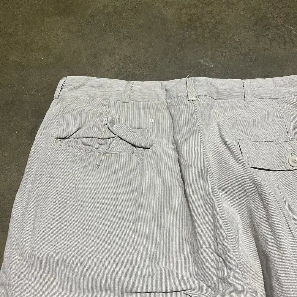 Vintage 50s White/Grey Striped Cotton Trousers 29x31